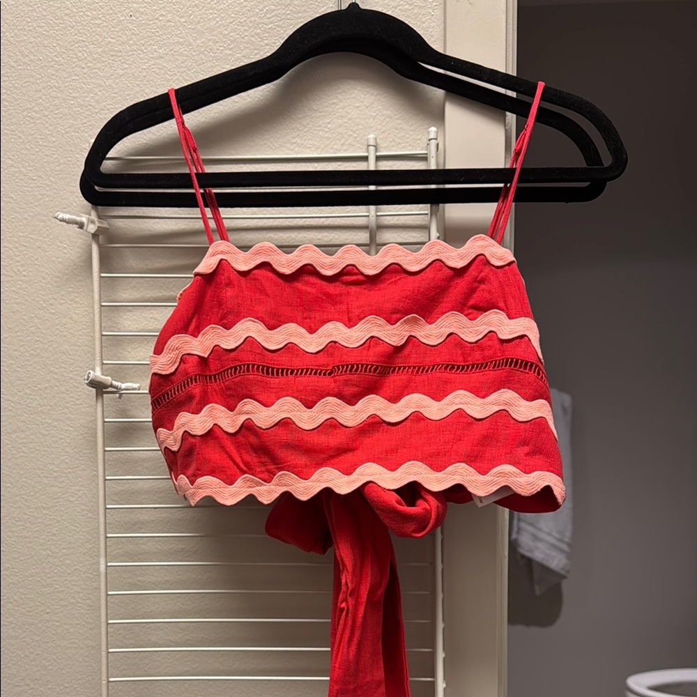 Red and Pink Strappy Crop Top